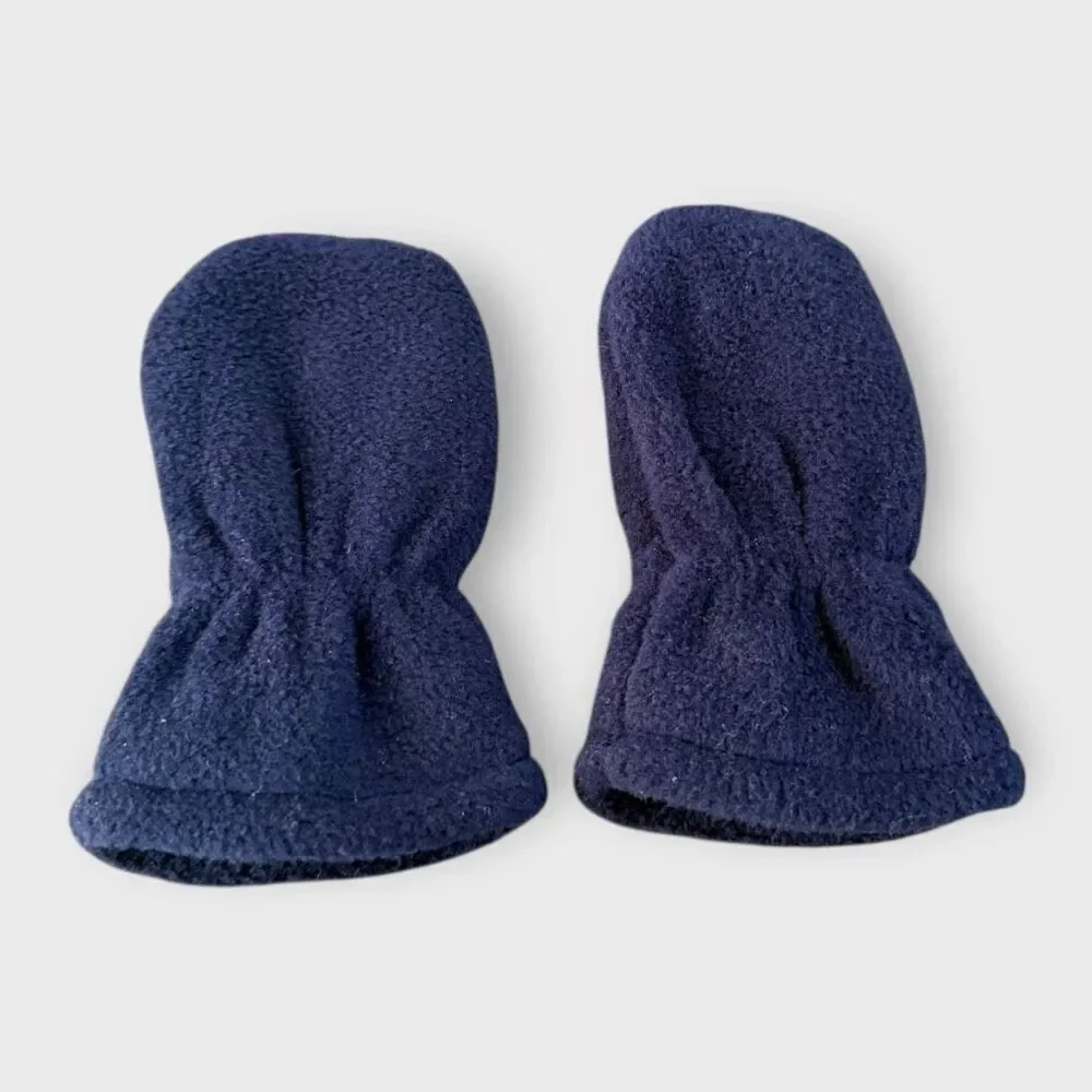 Polo Ralph Lauren Infant Boys Fleece Navy Beanie with Strap and Mittens Set